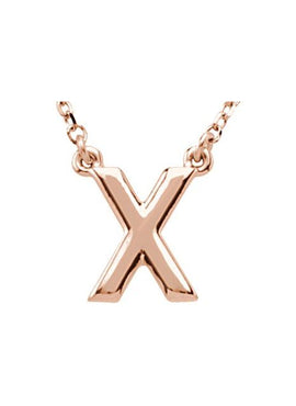 14K Rose Gold Block Initial A 16