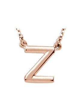 14K Rose Gold Block Initial A 16