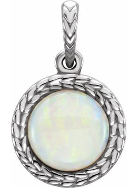 14K Rose Gold Natural White Opal Pendant