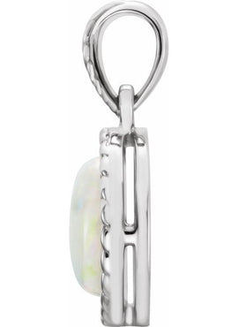14K Rose Gold Natural White Opal Pendant