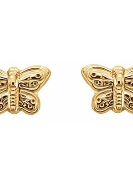 14K Yellow Gold Butterfly Earrings