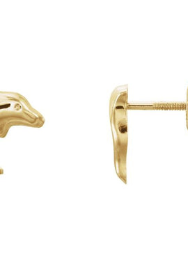 14K Yellow Gold Youth Dolphin Earrings