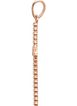 14K Yellow Gold 33.3x17.6 mm .03 CTW Natural Diamond Beaded Cross Pendant