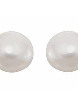 14K Yellow Gold Cultured White Freshwater Pearl Earrings