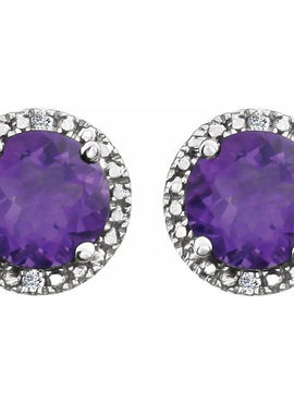 Sterling Silver Natural Mozambique Garnet & .01 CTW Natural Diamond Earrings