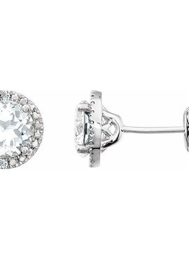 Sterling Silver Natural Mozambique Garnet & .01 CTW Natural Diamond Earrings