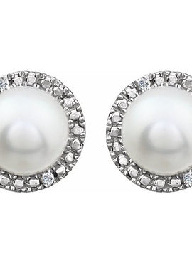 Sterling Silver Natural Mozambique Garnet & .01 CTW Natural Diamond Earrings