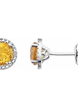Sterling Silver Natural Mozambique Garnet & .01 CTW Natural Diamond Earrings