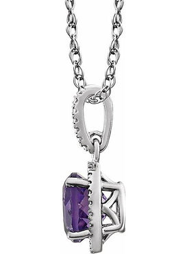 Sterling Silver Natural Mozambique Garnet and .01 CTW Natural Diamond 18