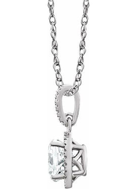 Sterling Silver Natural Mozambique Garnet and .01 CTW Natural Diamond 18
