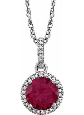 Sterling Silver Natural Mozambique Garnet and .01 CTW Natural Diamond 18