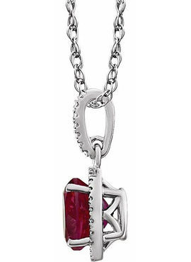 Sterling Silver Natural Mozambique Garnet and .01 CTW Natural Diamond 18