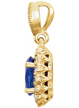 Platinum Lab-Grown Blue Sapphire & 1/5 CTW Natural Diamond Pendant