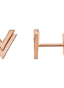 14K White Gold 8 mm Double V Earrings