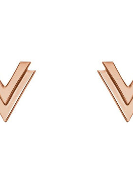 14K White Gold 8 mm Double V Earrings