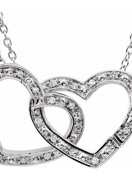 Sterling Silver 1/6 CTW Natural Diamond Interlocking Hearts 18