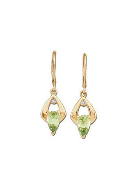 14K Yellow Gold Natural Peridot & .06 CTW Natural Diamond Earrings