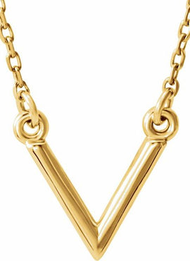 14K White Gold Geometric V 16 1/2