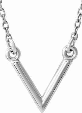14K White Gold Geometric V 16 1/2