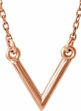 14K White Gold Geometric V 16 1/2