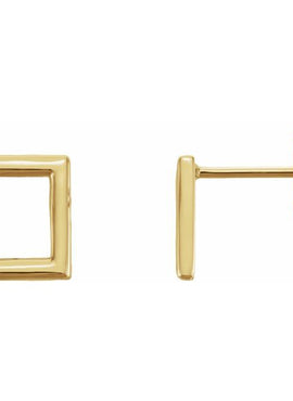 14K White Gold Square Earrings