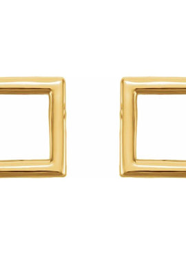 14K White Gold Square Earrings