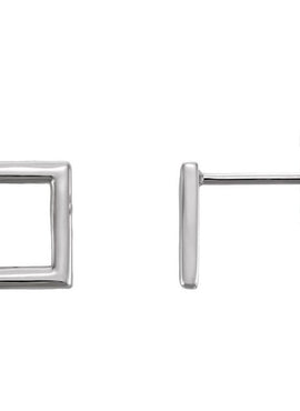 14K White Gold Square Earrings