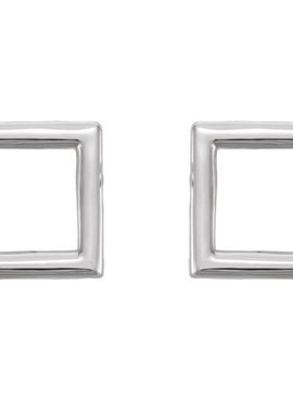 14K White Gold Square Earrings