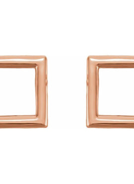 14K White Gold Square Earrings