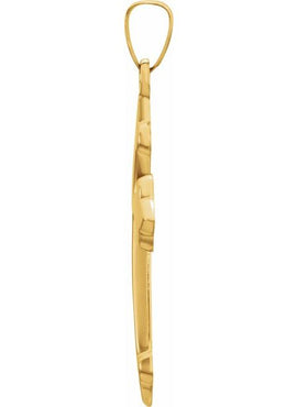 14K Yellow Gold 32.2x17.7 mm Hollow Cross Pendant