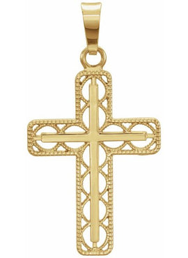 14K Yellow Gold Filigree Cross Pendant