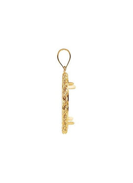 14K Yellow Gold Rope Coin Frame Bezel Pendant Mounting for 21.5x1.5 mm Coin