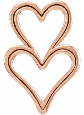 14K White Gold Double Heart Slide Pendant