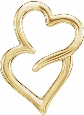 14K White Gold Double Heart Slide Pendant