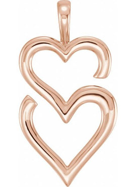 14K White Gold Double Heart Pendant