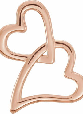 14K White Gold Double Heart Slide Pendant