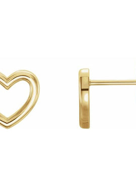 14K Yellow Gold Heart Earrings
