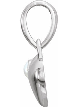 14K White Gold Freshwater Cultured Pearl Heart Pendant