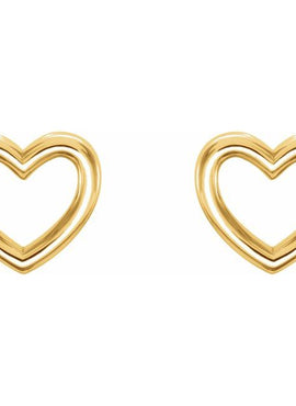 14K Yellow Gold Heart Earrings