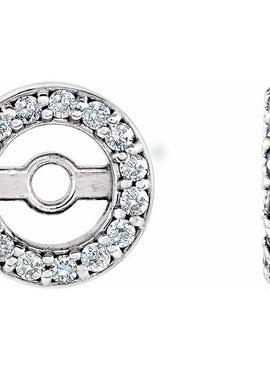 14K White Gold .08 CTW Natural Diamond Earring Jackets with 3.6 mm ID
