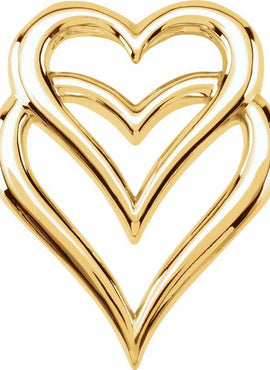 14K White Gold Double Heart Slide Pendant