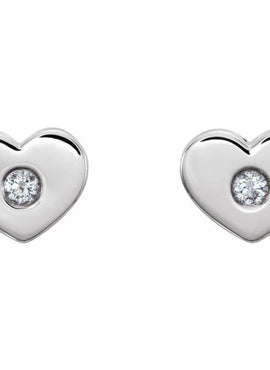 14K White Gold .06 CTW Natural Diamond Heart Earrings