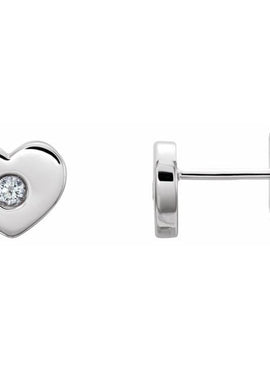 14K White Gold .06 CTW Natural Diamond Heart Earrings