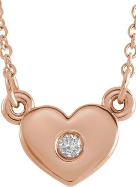 14K White Gold .03 CTW Natural Diamond Heart 16