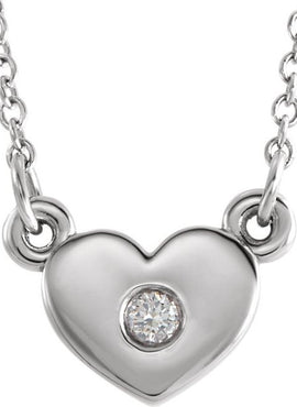 14K White Gold .03 CTW Natural Diamond Heart 16