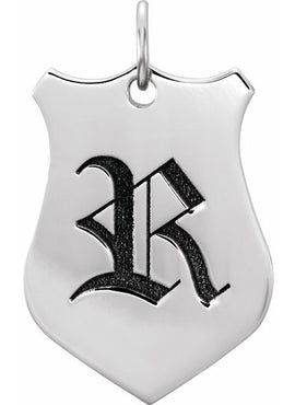 14K Rose Gold Engravable Sheild Pendant
