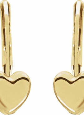 14K Yellow Gold Heart Earrings