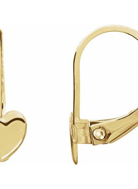 14K Yellow Gold Heart Earrings