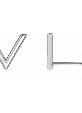 14K White Gold Geometric Earrings