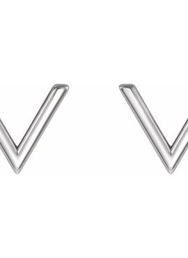 14K White Gold Geometric Earrings